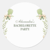 Preppy Pickleball Garden Bachelorette Party Runder Aufkleber (Vorderseite)