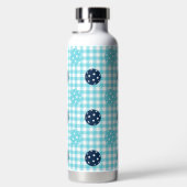 Preppy-Pickleball-Gingham - Navy und Türkis Trinkflasche (Rechts)