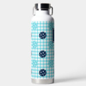 Preppy-Pickleball-Gingham - Navy und Türkis Trinkflasche (Vorderseite)