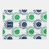 Preppy-Pickleball-Lorbeerkranz - Navy & Grün Geschirrtuch (Horizontal)
