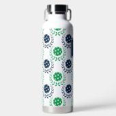 Preppy Pickleball Lorbeerkranz - Navy & Grün Trinkflasche (Vorderseite)