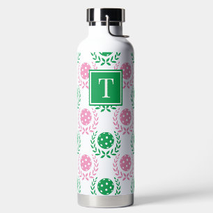 Preppy-Pickleball-Lorbeerkranz - Rosa & Grün Trinkflasche