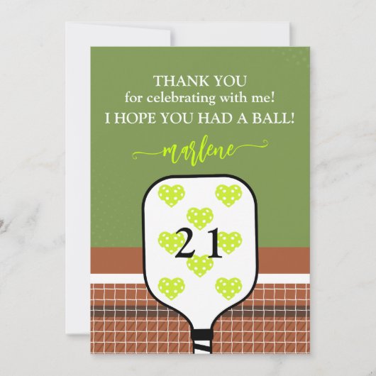 Preppy Pickleball Paddle Foto Dink Birthday Party Dankeskarte (Vorderseite)