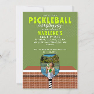 Preppy Pickleball Paddle Foto Dink Birthday Party Einladung