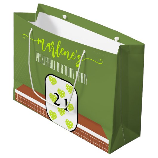Preppy Pickleball Paddle Foto Dink Birthday Party Große Geschenktüte (Vorderseite Schrägansicht)