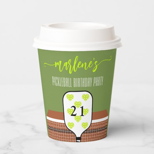 Preppy Pickleball Paddle Foto Dink Birthday Party Pappbecher (Rückseite)
