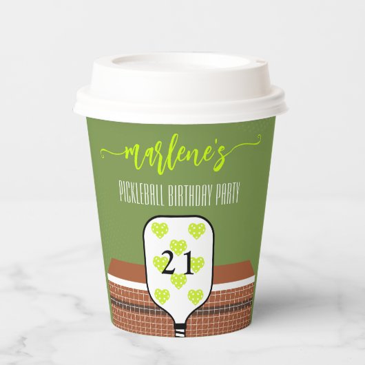 Preppy Pickleball Paddle Foto Dink Birthday Party Pappbecher (Vorderseite)