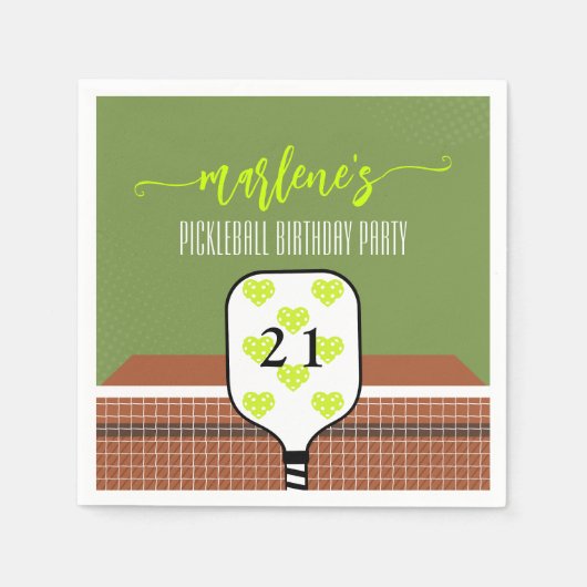 Preppy Pickleball Paddle Foto Dink Birthday Party Serviette (Vorderseite)