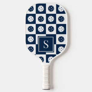 Preppy-Pickleball-Schachbrett - Navy & Weiß Pickleball Schläger