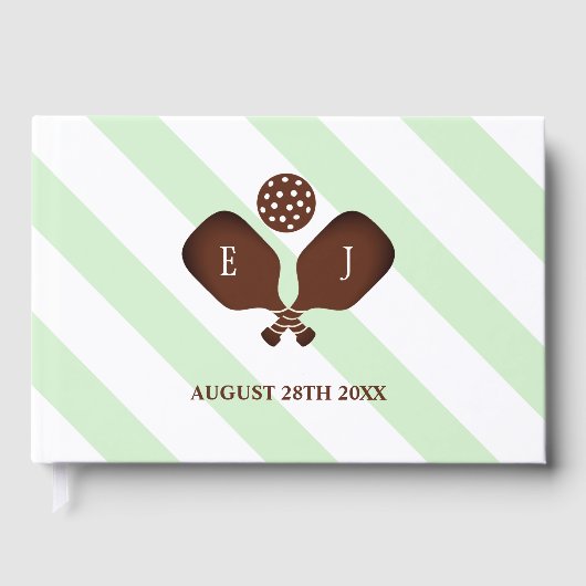 Preppy Pickleball Stripes Wedding Gästebuch (Vorderseite)