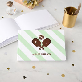 Preppy Pickleball Stripes Wedding Gästebuch