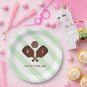 Preppy Pickleball Stripes Wedding Pappteller (Party)