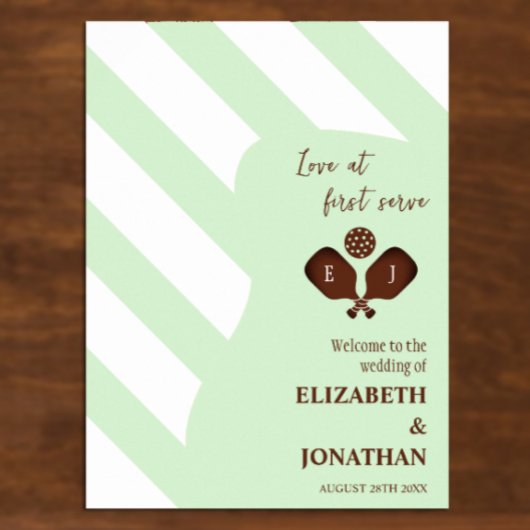 Preppy Pickleball Stripes Wedding Poster