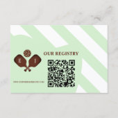 Preppy Pickleball Stripes Wedding Registry Begleitkarte (Vorderseite)