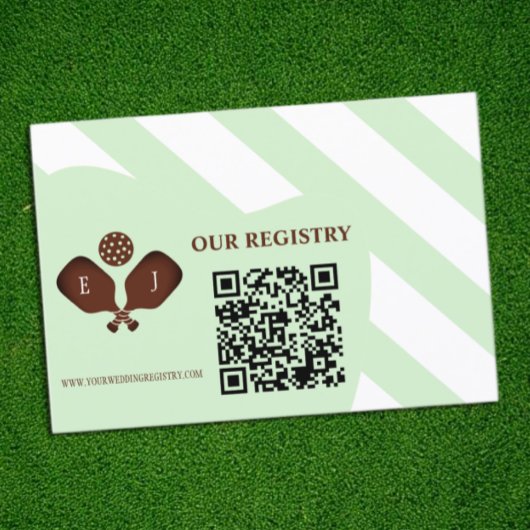 Preppy Pickleball Stripes Wedding Registry Begleitkarte