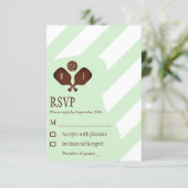 Preppy Pickleball Stripes Wedding RSVP Karte (Stehend Vorderseite)