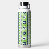 Preppy Pickleball-Wappen Gingham - Limette & Navy Trinkflasche (Rückseite)