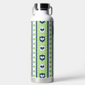 Preppy Pickleball-Wappen Gingham - Limette & Navy Trinkflasche (Vorderseite)