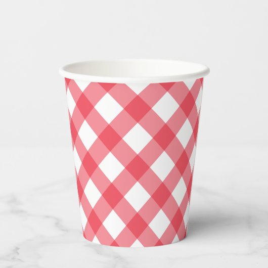 Preppy Picnic Red Kariert Gingham Party Pappbecher (Rückseite)