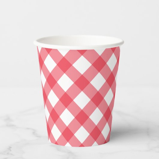 Preppy Picnic Red Kariert Gingham Party Pappbecher (Vorderseite)