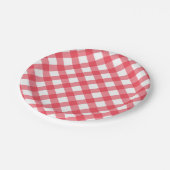 Preppy Picnic Red Kariert Gingham Party Pappteller (Schrägansicht)