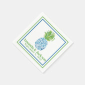 Preppy Pineaple Chinoiserie Border Wedding Serviette (Ecke)