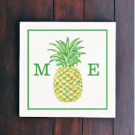 Preppy Pineaple Couple Two Initial Monogram Serviette