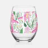 Preppy Pink Alligator Wine Weinglas Ohne Stiel (Links)