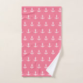 Preppy Pink Anchor Badhandtuch Set (Handtuch)