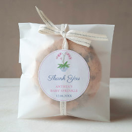 Preppy Pink and Blue Orchid Girl Baby Dusche Gefal Runder Aufkleber