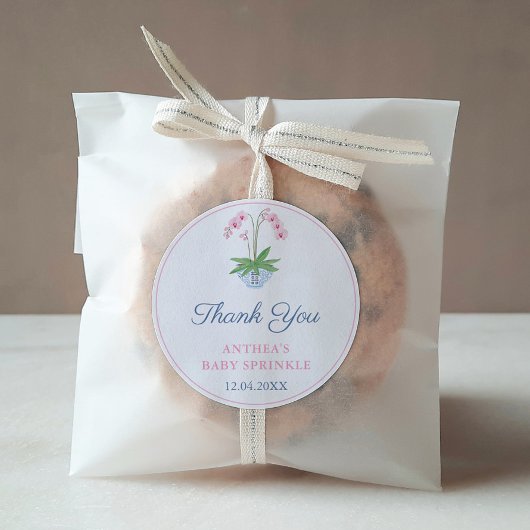 Preppy Pink and Blue Orchid Girl Baby Dusche Gefal Runder Aufkleber