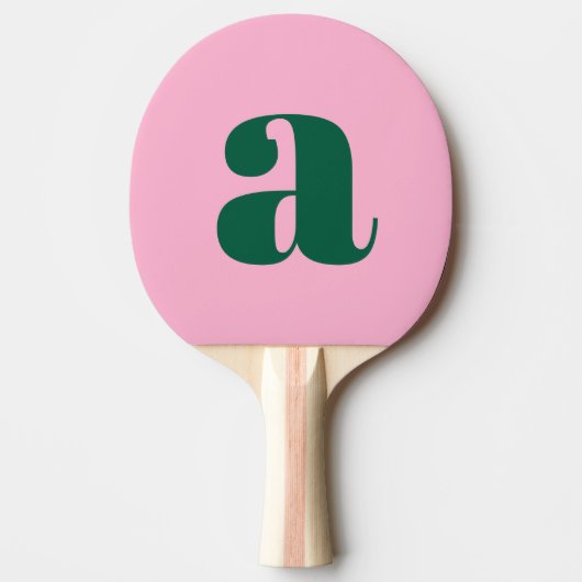 Preppy Pink and Green Bold Retro Monogram Initial Tischtennis Schläger (Vorderseite)