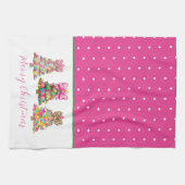 Preppy Pink and Green Christmas Trees Geschirrtuch (Horizontal)
