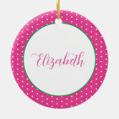 Preppy Pink and Green Christmas Trees Keramik Ornament (Hinten)