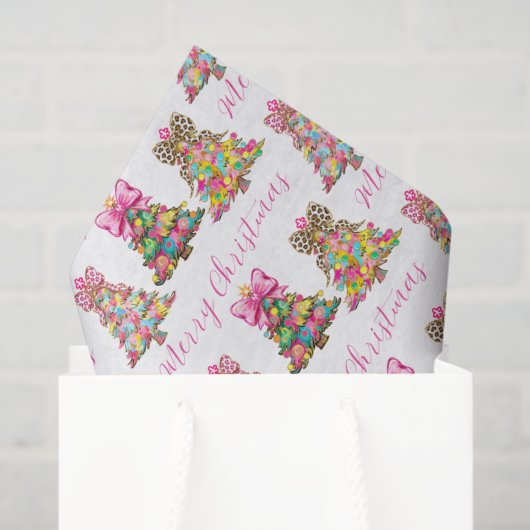 Preppy Pink and Green Christmas Trees Seidenpapier (Geschenk Tasche)
