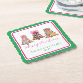 Preppy Pink and Green Christmas Trees Untersetzer (angewinkelt)