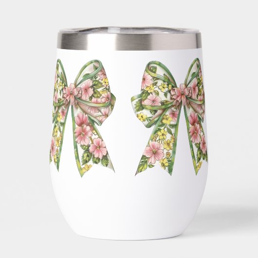 Preppy Pink and Green Floral Bow Personalized (Rückseite)