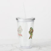 Preppy Pink and Green Floral Bow Personalized Acryltrinkbecher (Links)