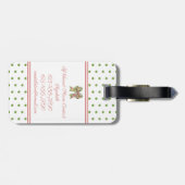 Preppy Pink and Green Floral Bow Personalized Gepäckanhänger (Rückseite horizontal)