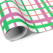 Preppy Pink and Green Pretty Plaid Wrapping Paper Geschenkpapier (Rolleneckpunkt)