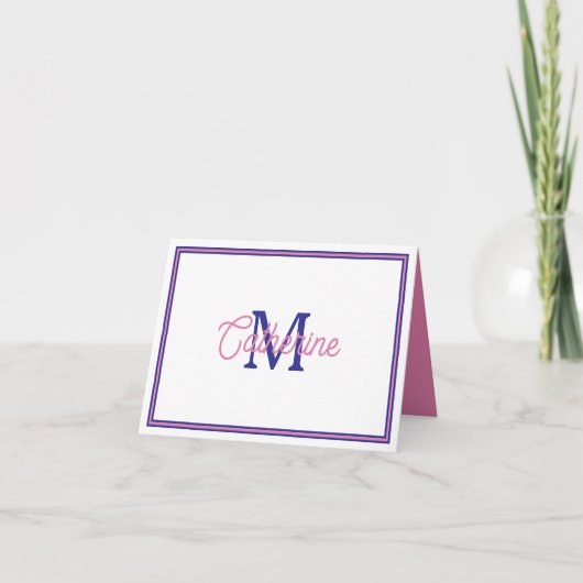 Preppy Pink and Navy Blue Simple Monogram (Vorderseite)