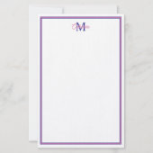 Preppy Pink and Navy Blue Simple Monogram Briefpapier (Vorderseite)
