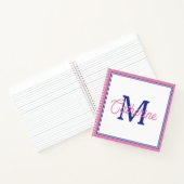Preppy Pink and Navy Blue Simple Monogram Notizblock (Innenseite)
