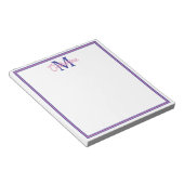 Preppy Pink and Navy Blue Simple Monogram Notizblock (angewinkelt)