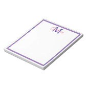 Preppy Pink and Navy Blue Simple Monogram Notizblock (Rotiert)