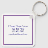 Preppy Pink and Navy Blue Simple Monogram Schlüsselanhänger (Rückseite)