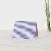 Preppy Pink and Navy Blue Stripe Simple Monogram (Rückseite)