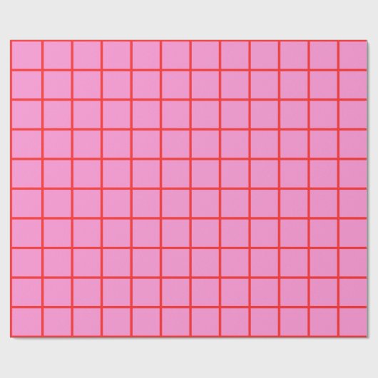 Preppy Pink and Red Grid Pattern Geschenkpapier (Flach)