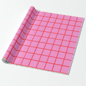Preppy Pink and Red Grid Pattern Geschenkpapier (Ungerollt)