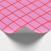 Preppy Pink and Red Grid Pattern Geschenkpapier (Ecke)